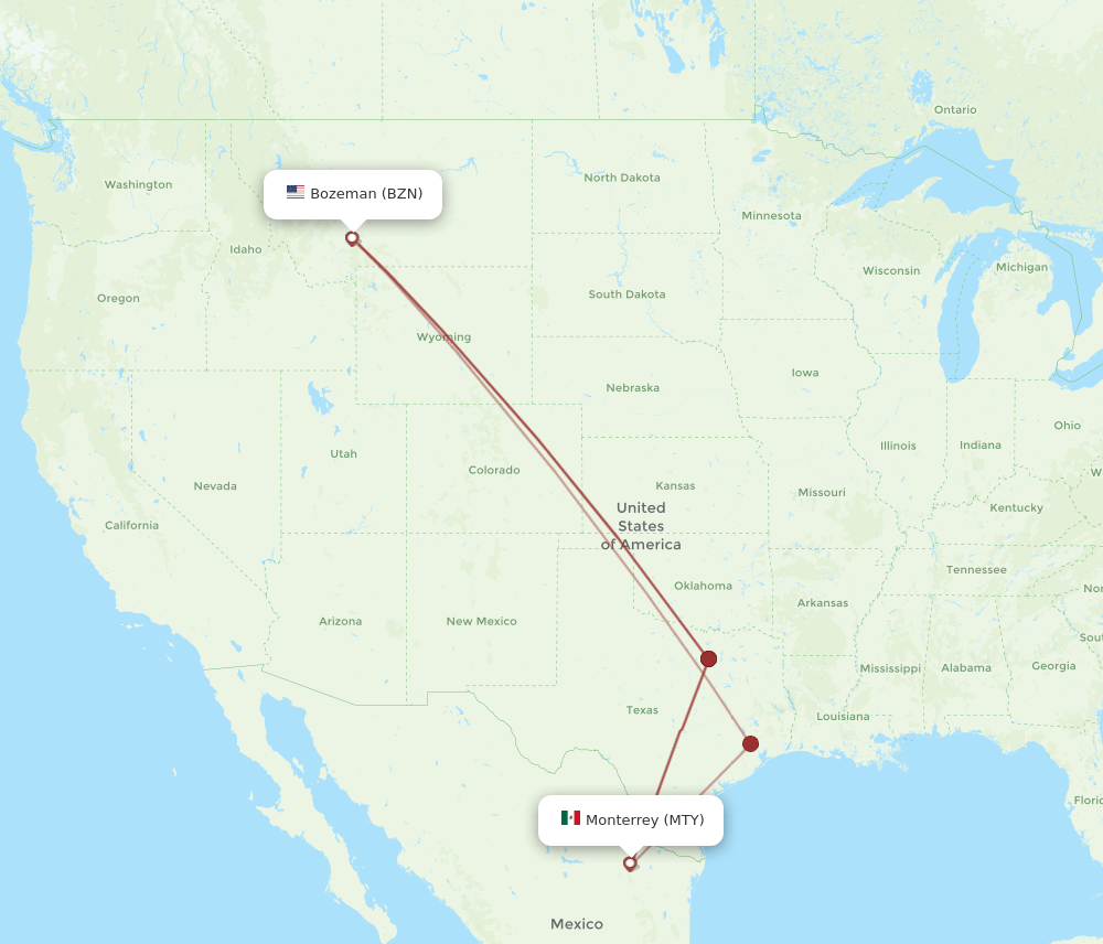 BZN-MTY flight routes
