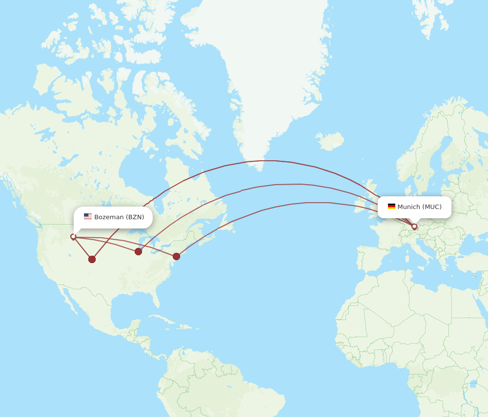 BZN to MUC flights and routes map