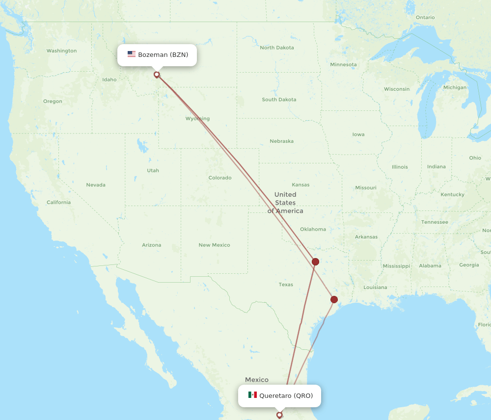 BZN-QRO flight routes