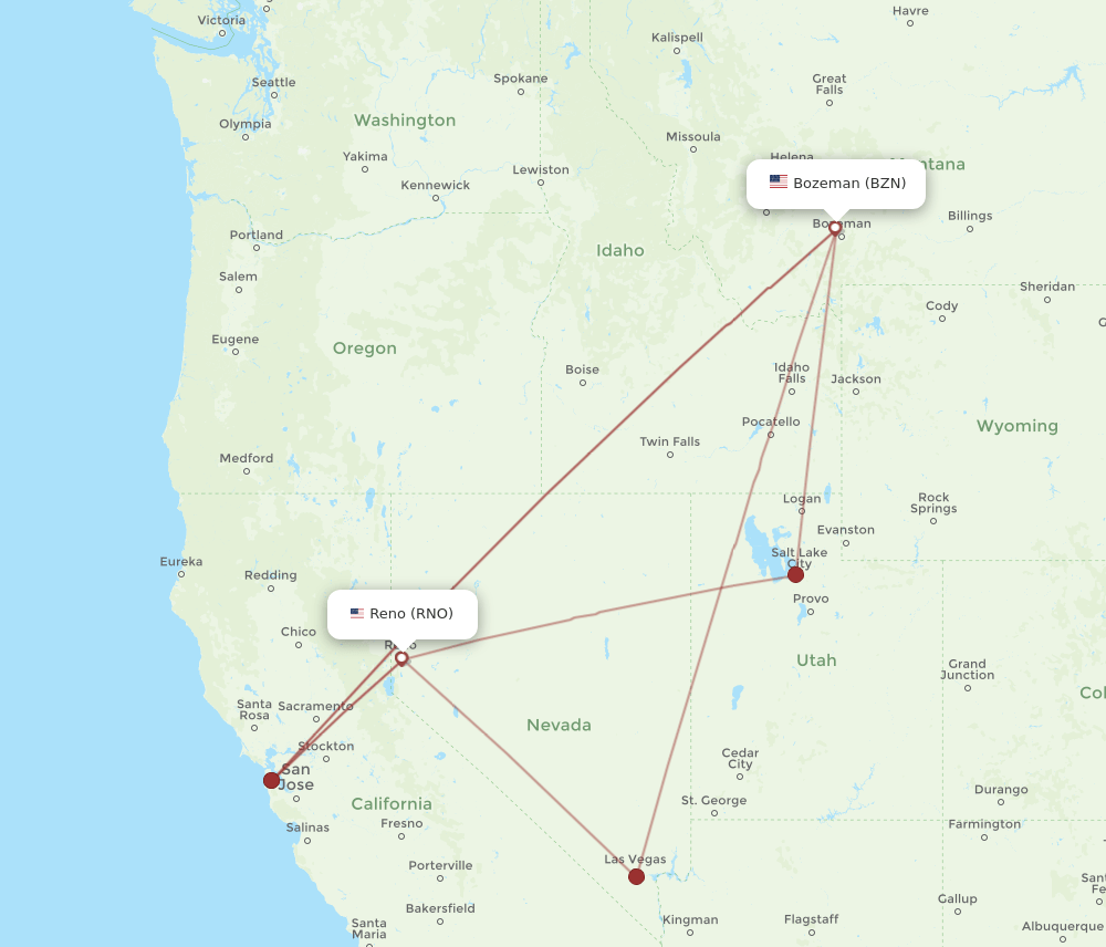 BZN-RNO flight routes
