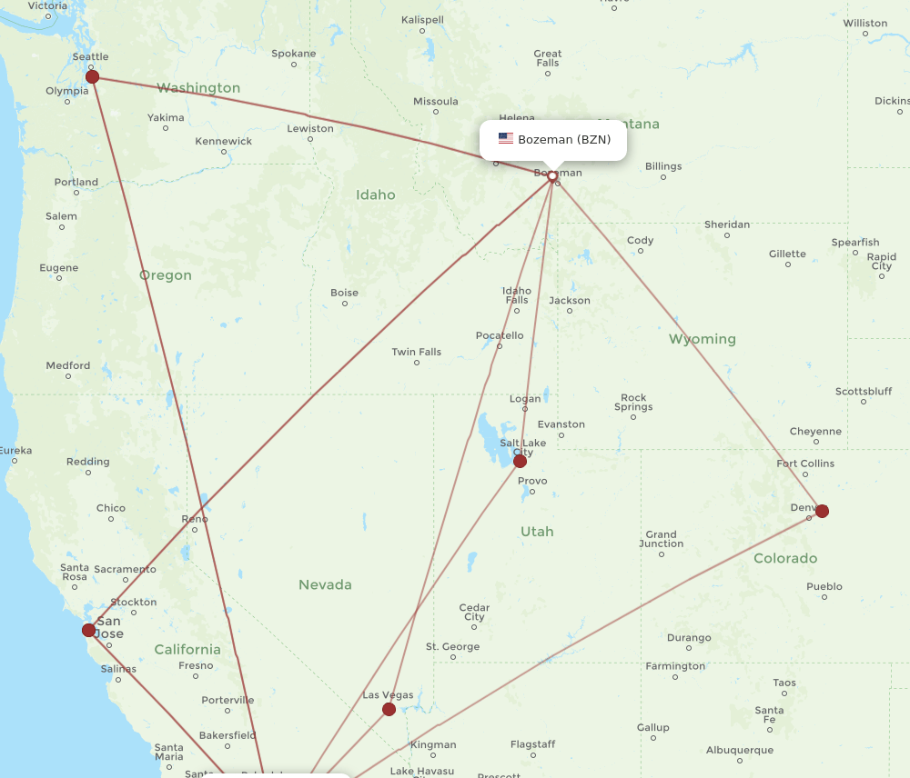 BZN-SNA flight routes