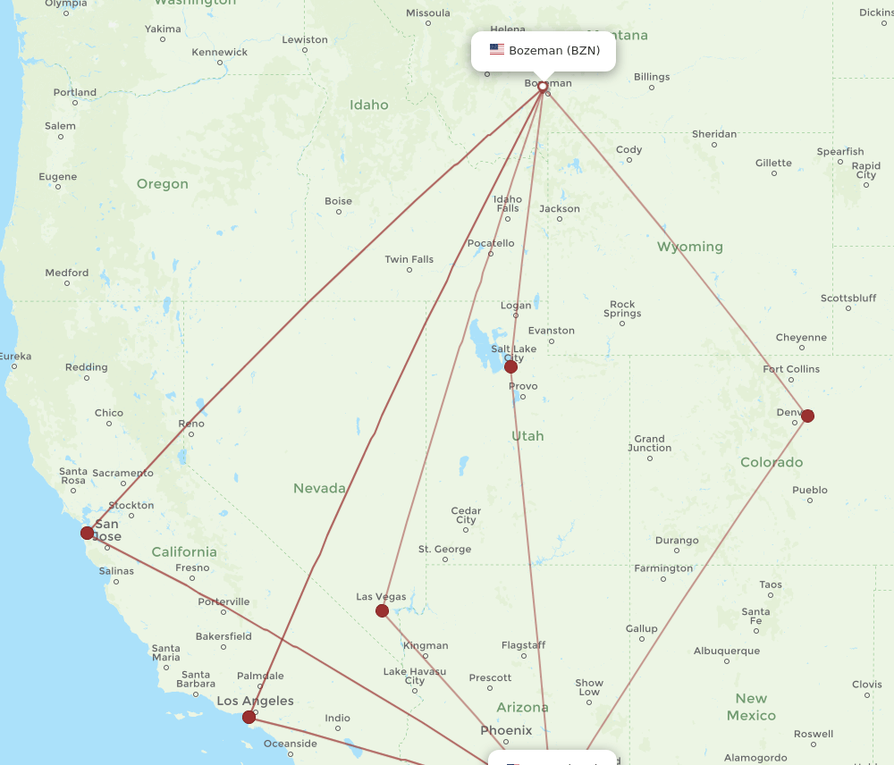 BZN-TUS flight routes