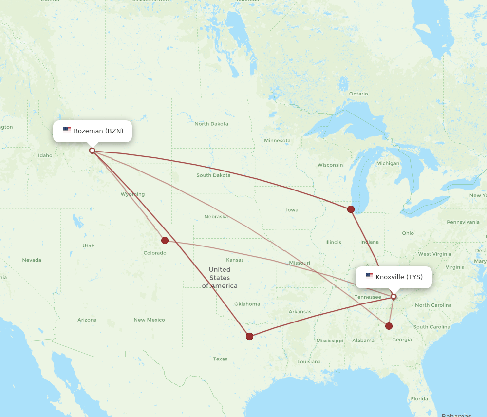 BZN-TYS flight routes