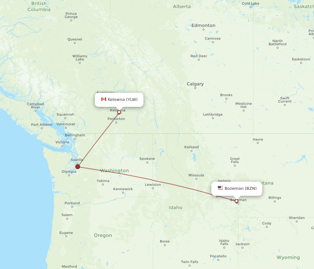 BZN-YLW flight routes