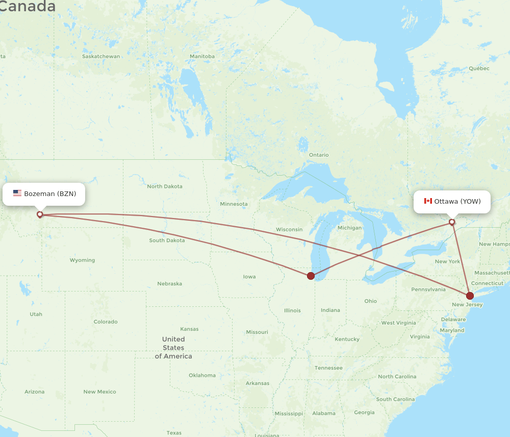 BZN-YOW flight routes