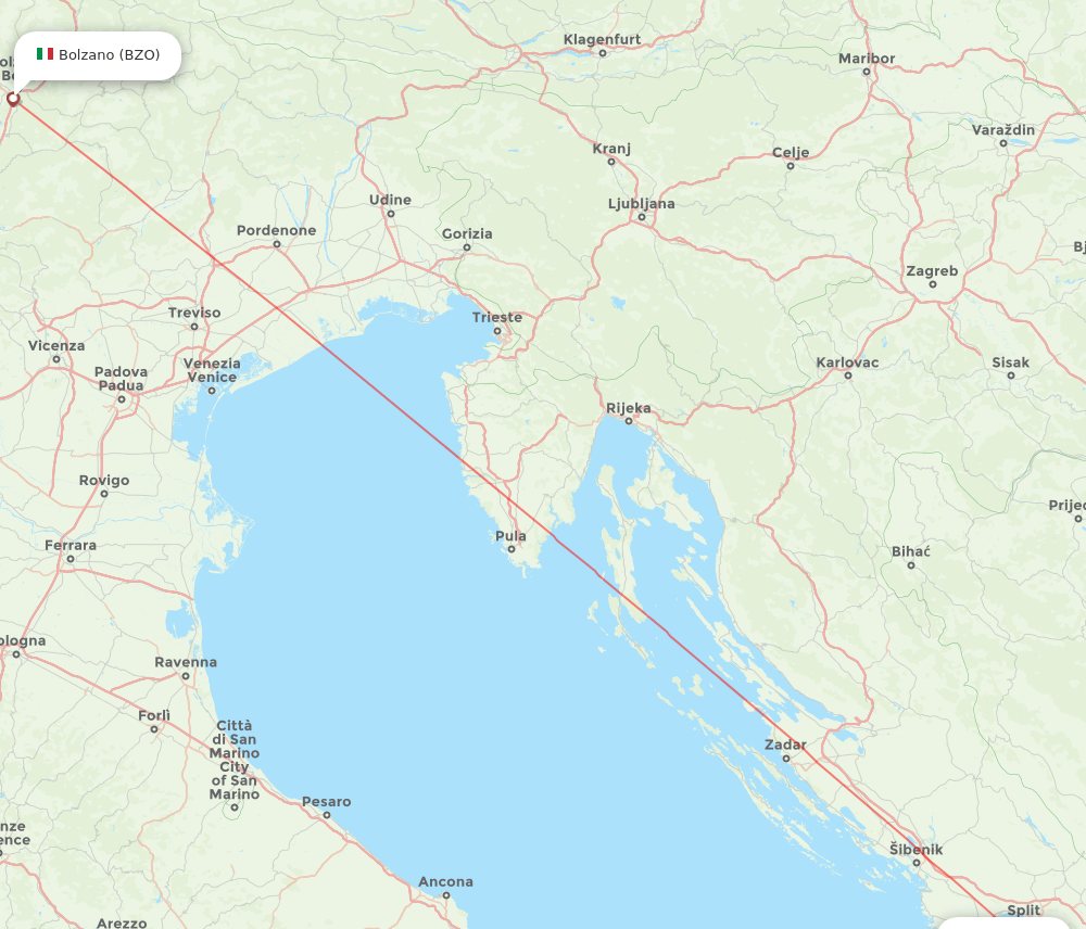 Bolzano - Bol route map and flight paths