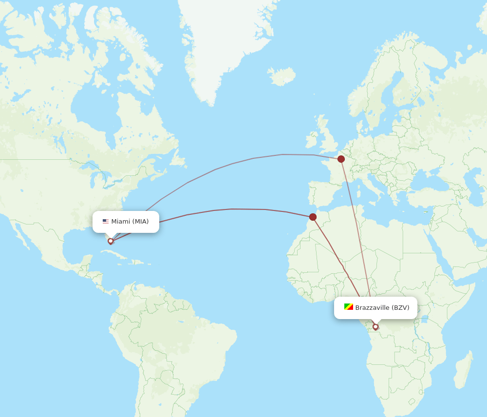 BZV-MIA flight routes
