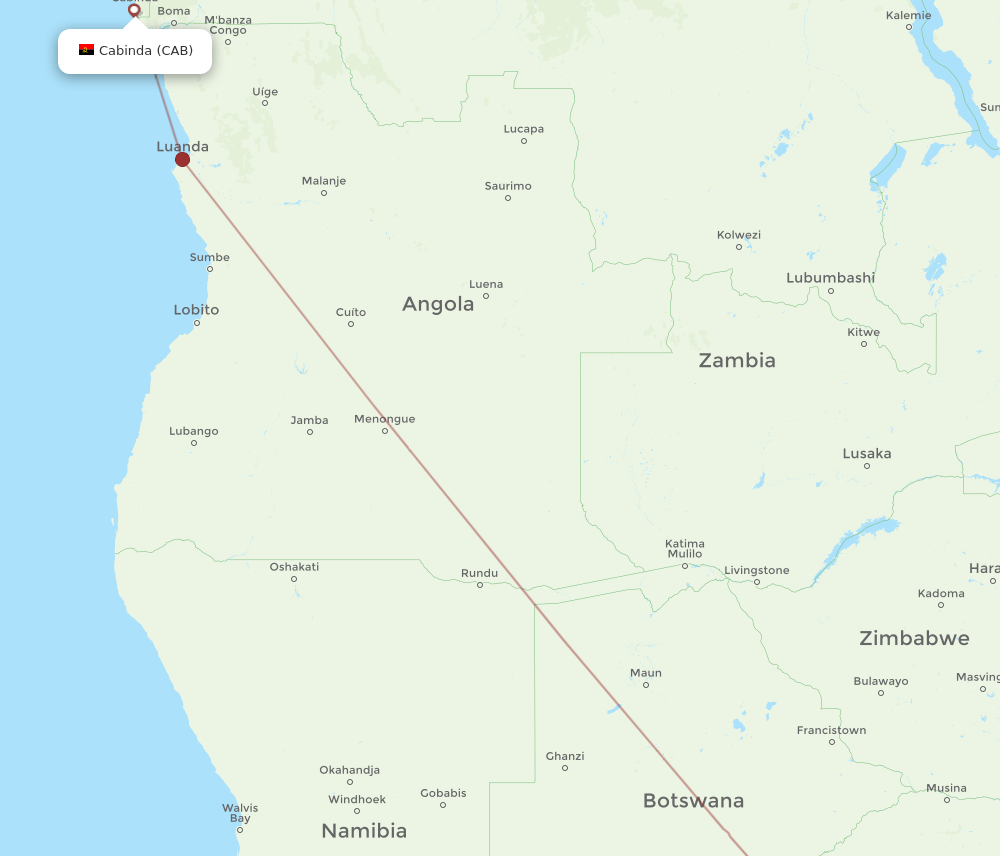 JNB to CAB flights and routes map