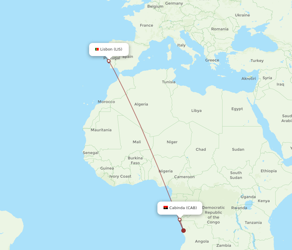 CAB to LIS flights and routes map