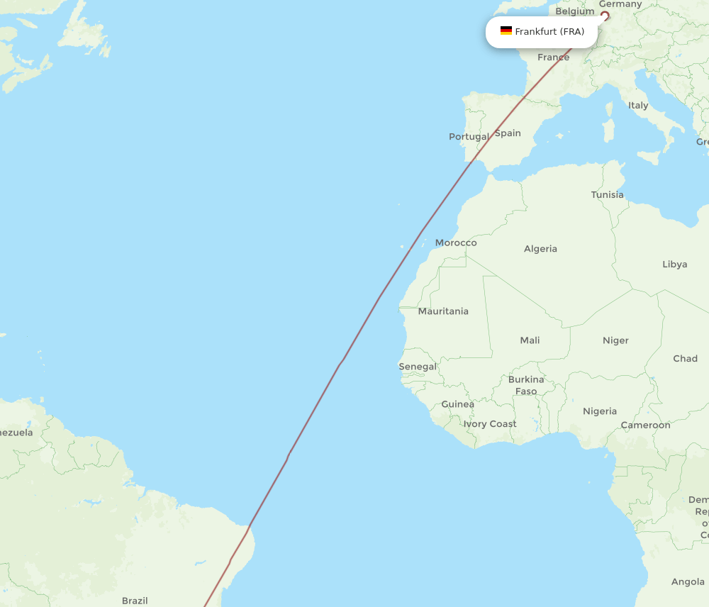 Frankfurt - Cascavel route map and flight paths