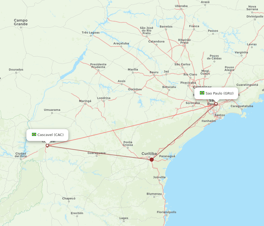 CAC-GRU flight routes