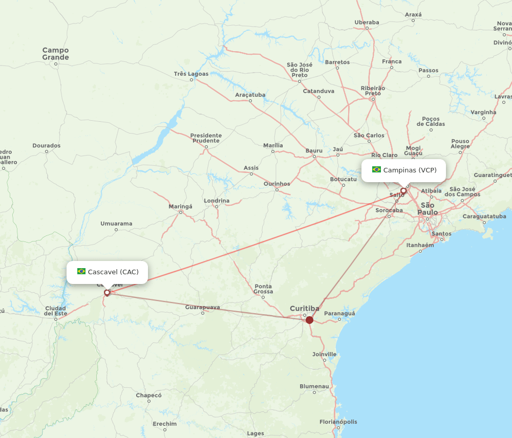 CAC to VCP flights and routes map