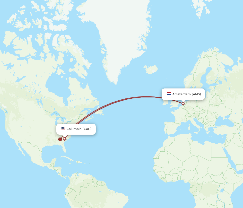 CAE-AMS flight routes
