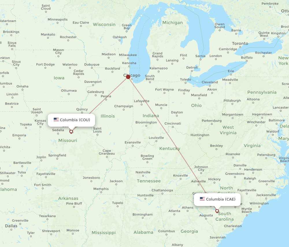 CAE-COU flight routes