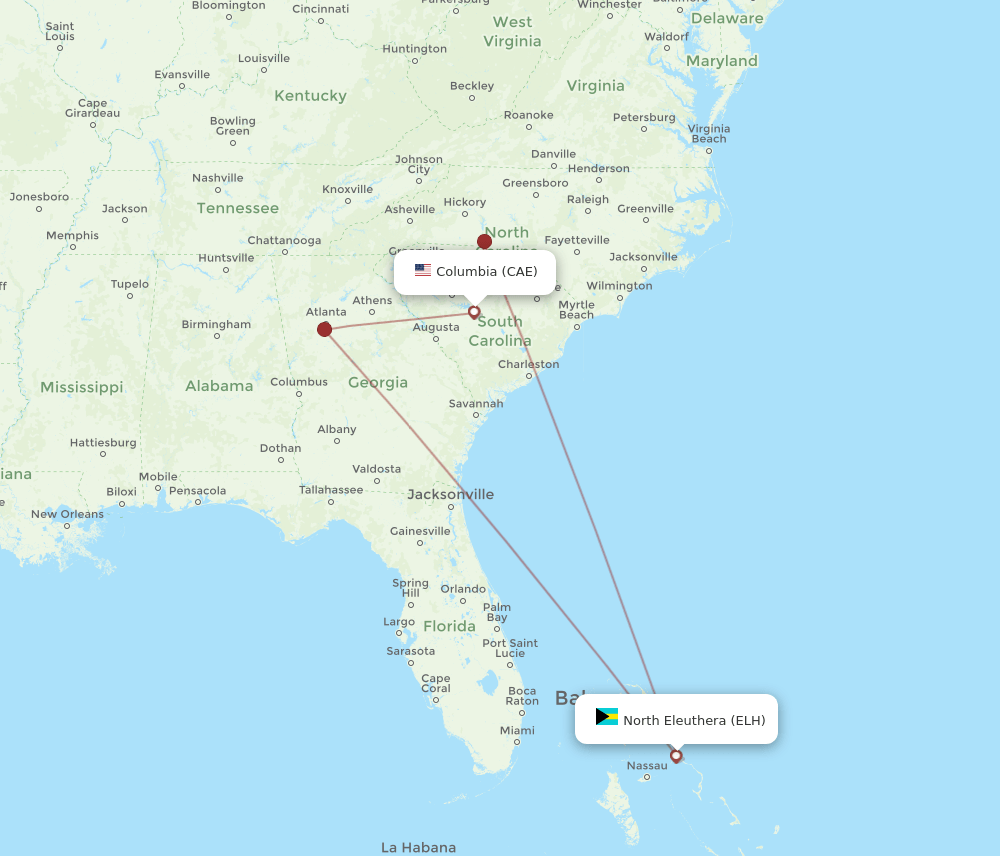 CAE-ELH flight routes