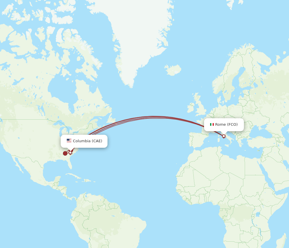 CAE-FCO flight routes