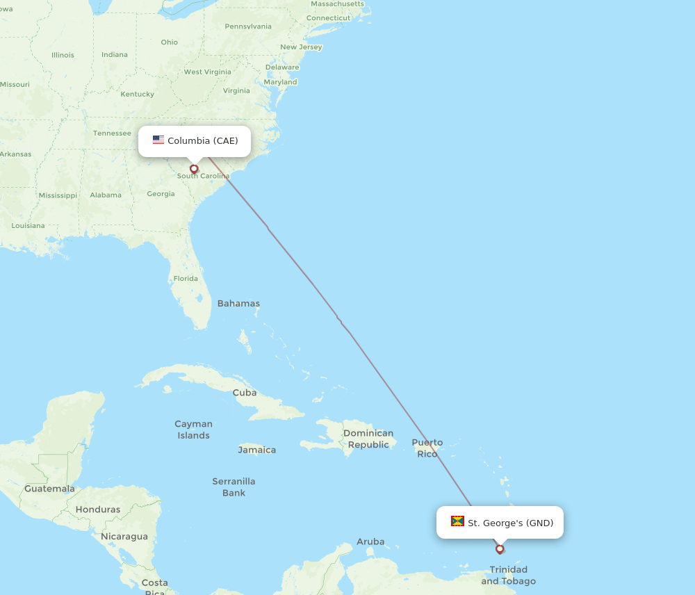 CAE-GND flight routes
