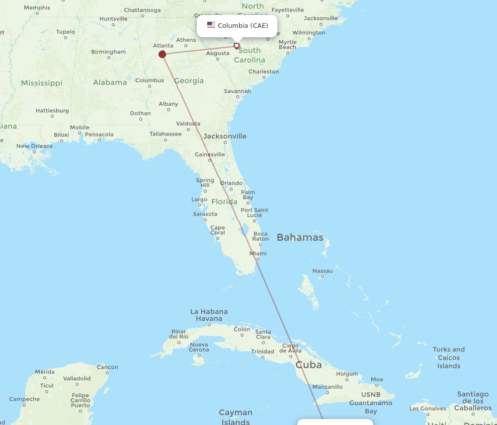 CAE-KIN flight routes