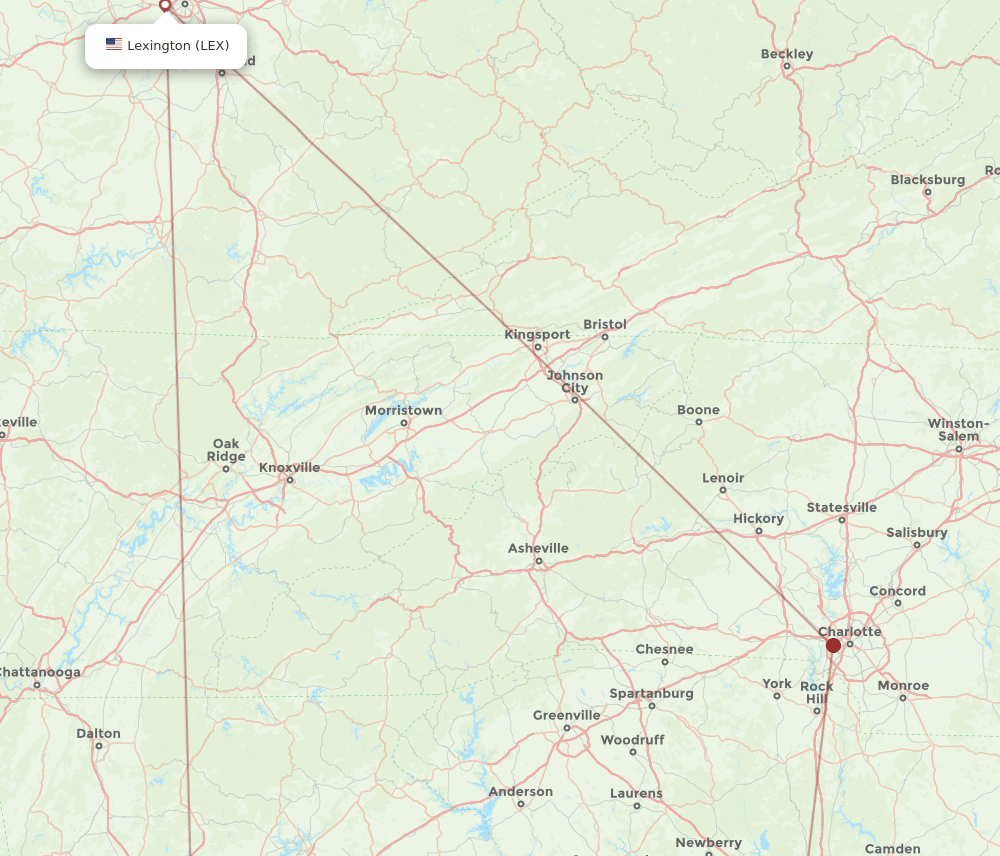 CAE-LEX flight routes