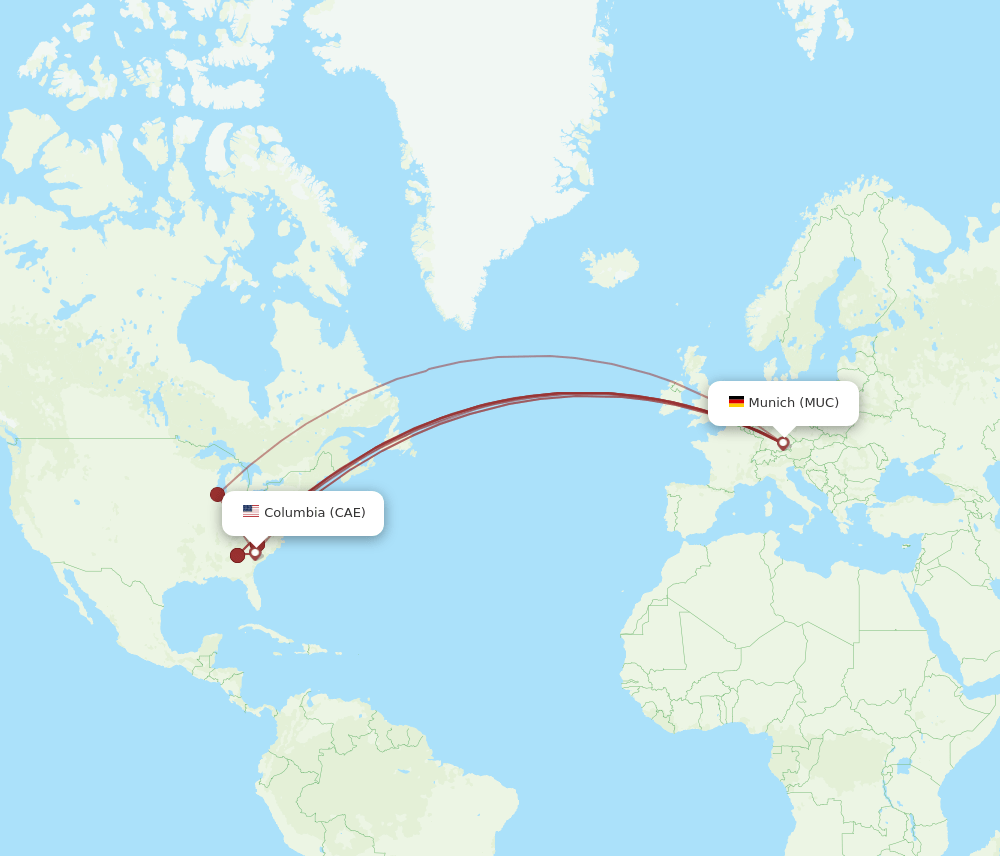 CAE-MUC flight routes