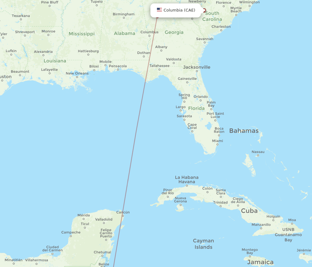 CAE to SAP flights and routes map
