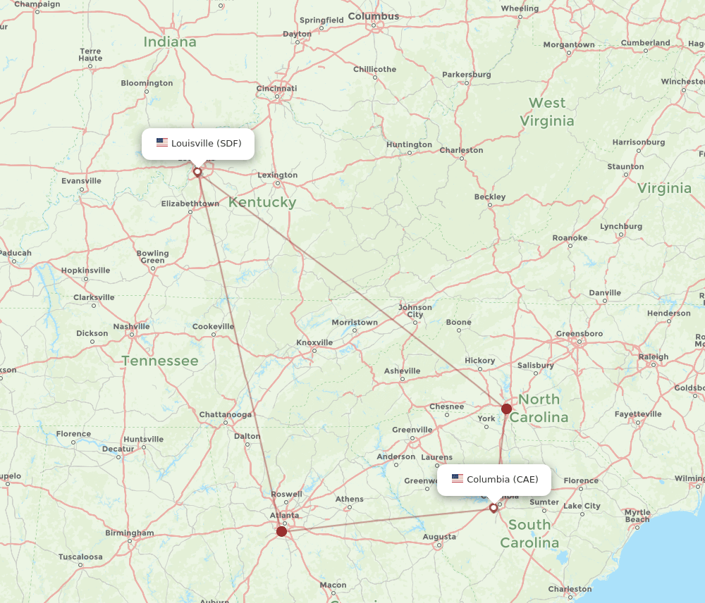 CAE-SDF flight routes