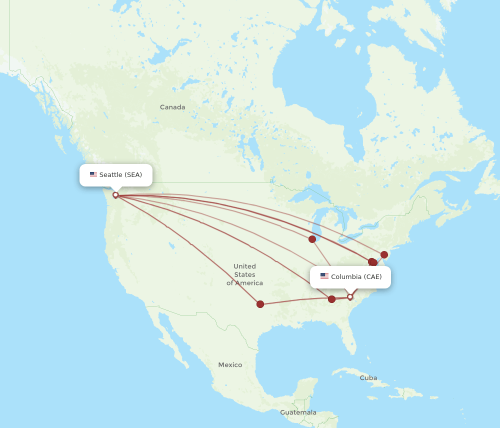 CAE-SEA flight routes