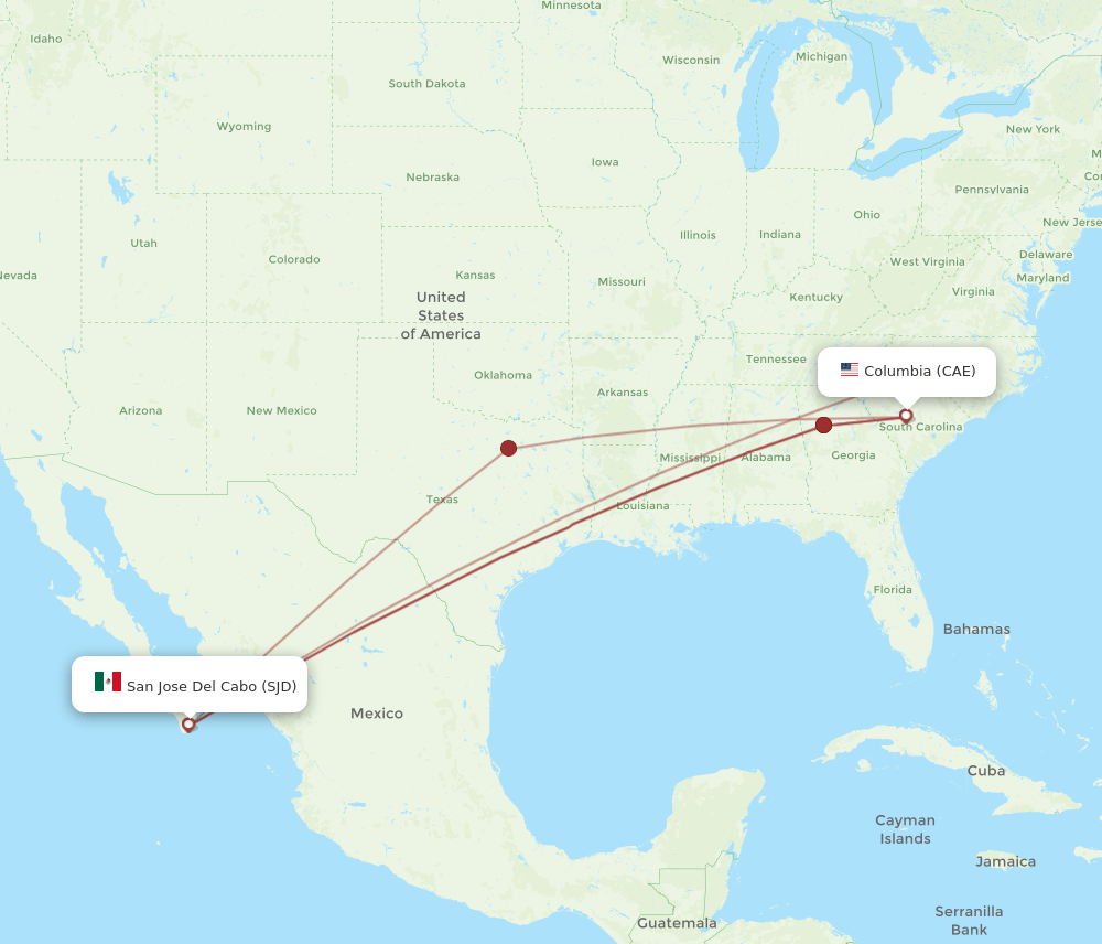 CAE-SJD flight routes