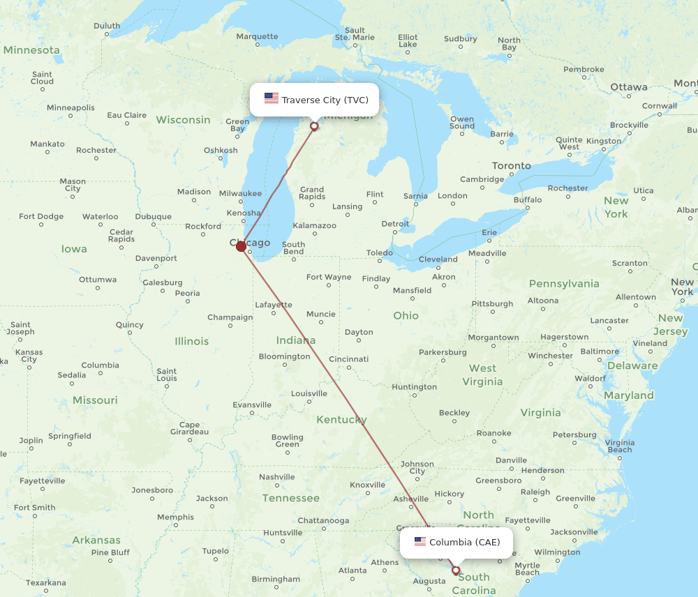 CAE-TVC flight routes