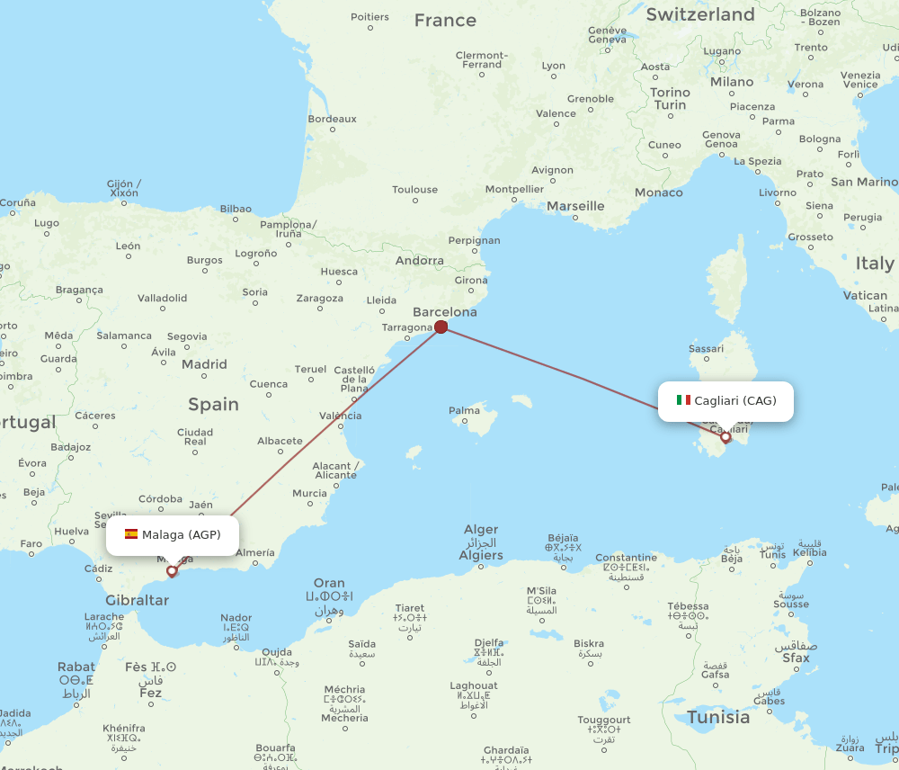CAG-AGP flight routes