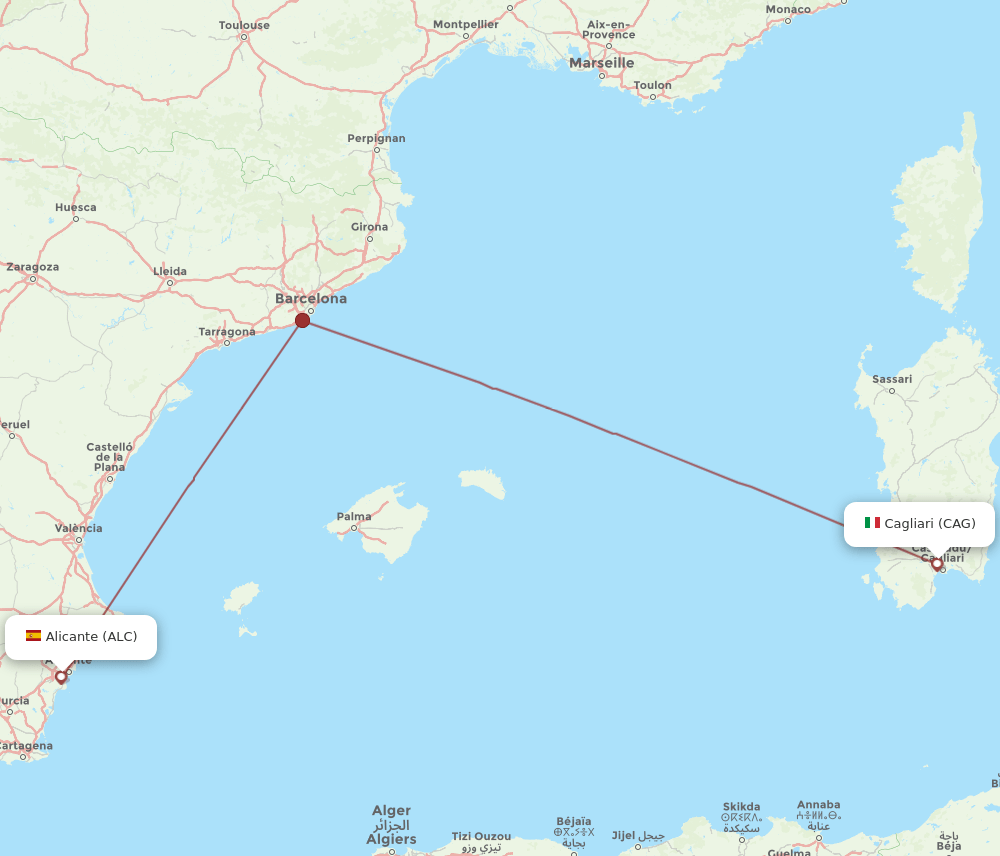 CAG-ALC flight routes