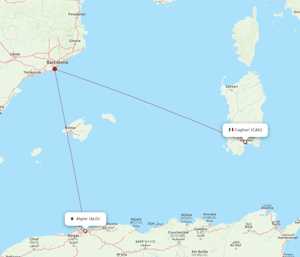 CAG-ALG flight routes