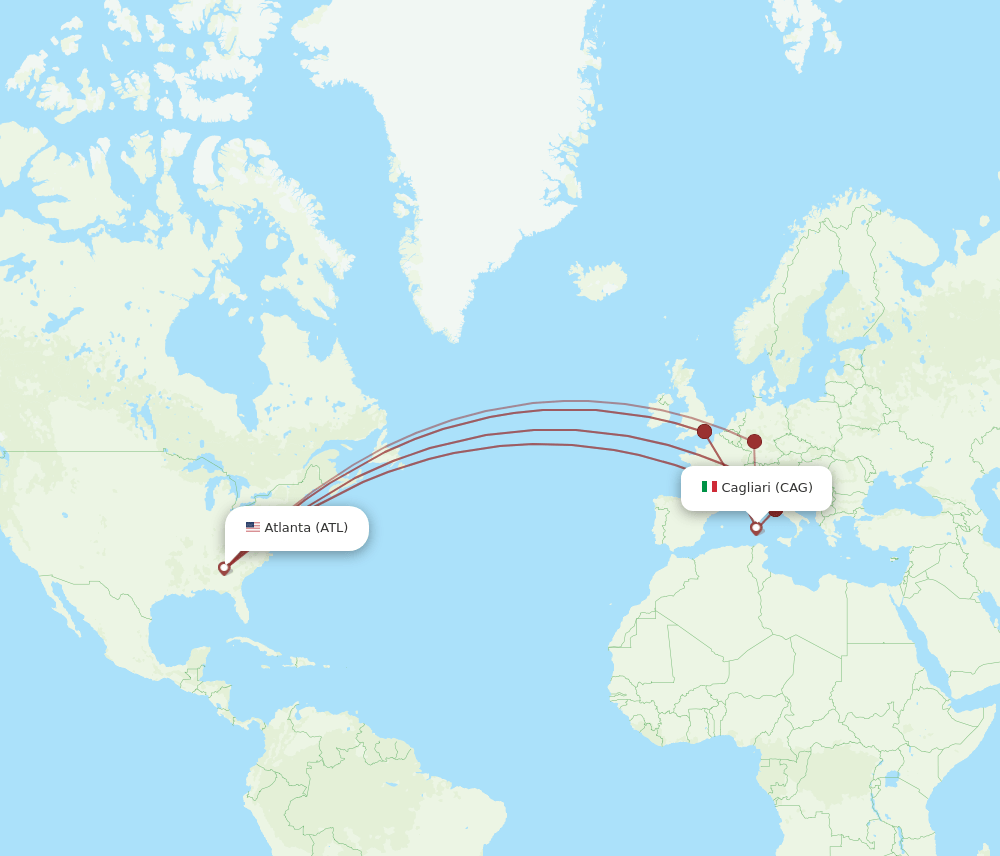 CAG-ATL flight routes