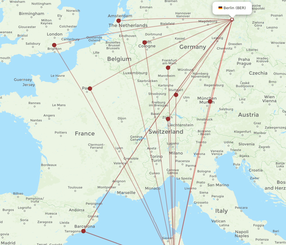 CAG to BER flights and routes map