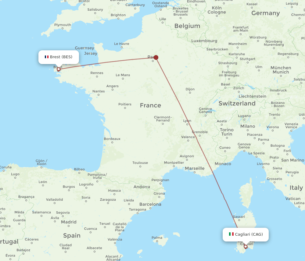 CAG-BES flight routes