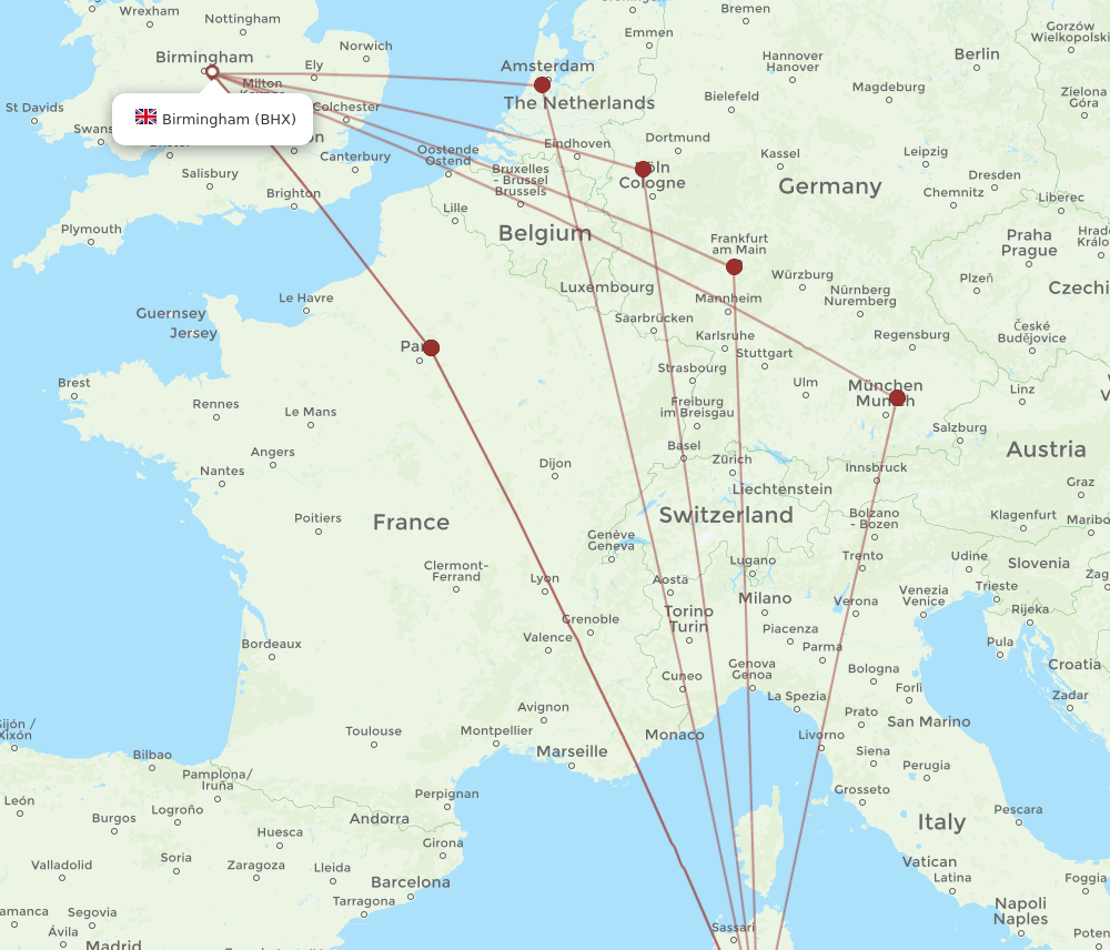 CAG-BHX flight routes