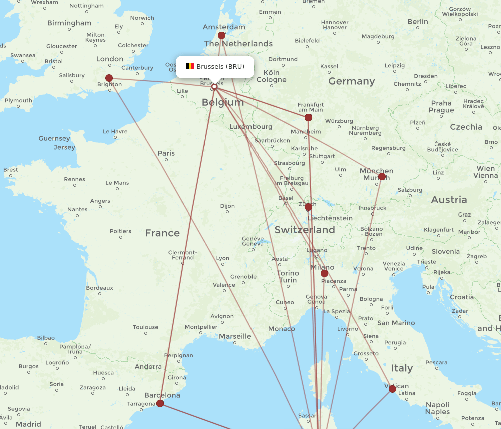 CAG-BRU flight routes
