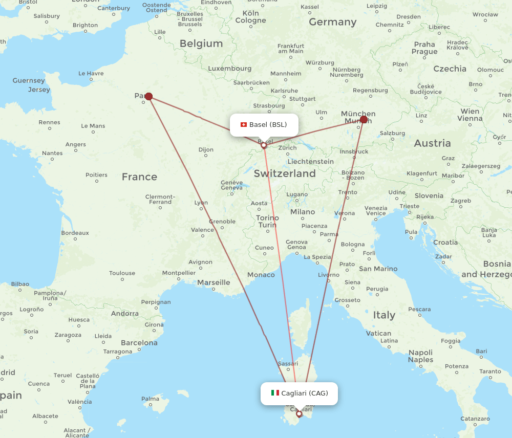CAG-BSL flight routes