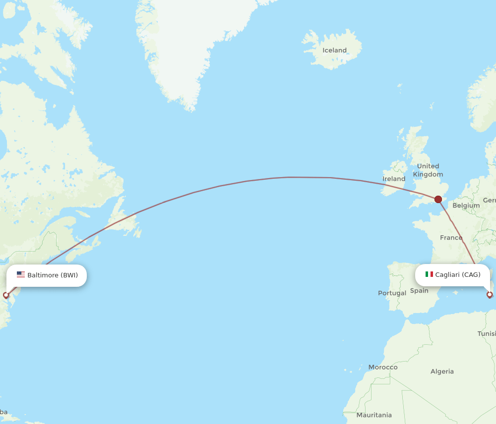 CAG to BWI flights and routes map