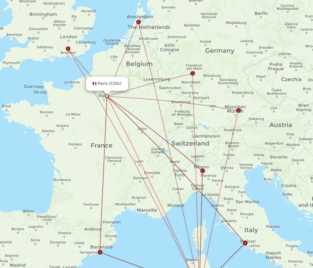 CAG-CDG flight routes