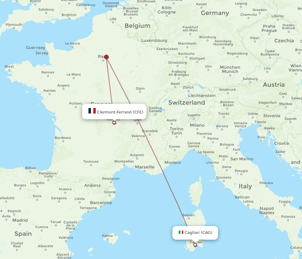 CAG-CFE flight routes