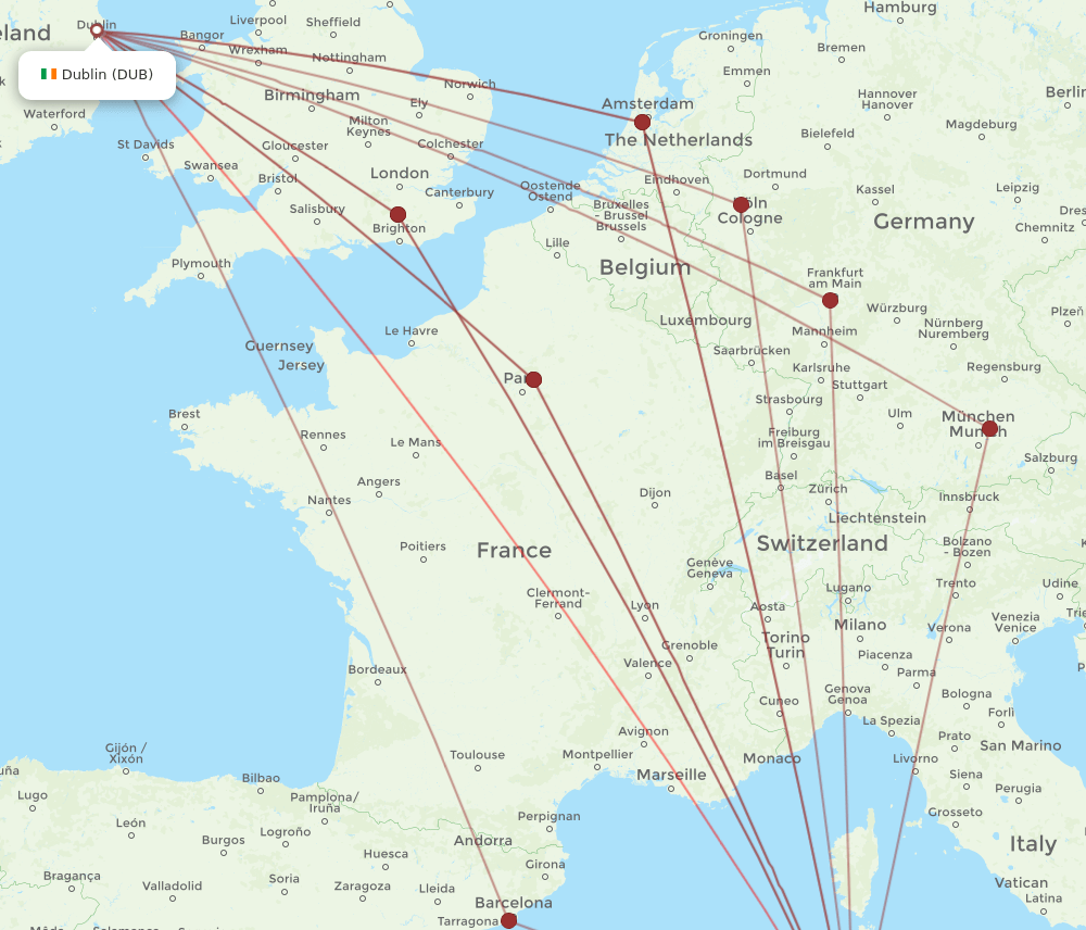CAG-DUB flight routes