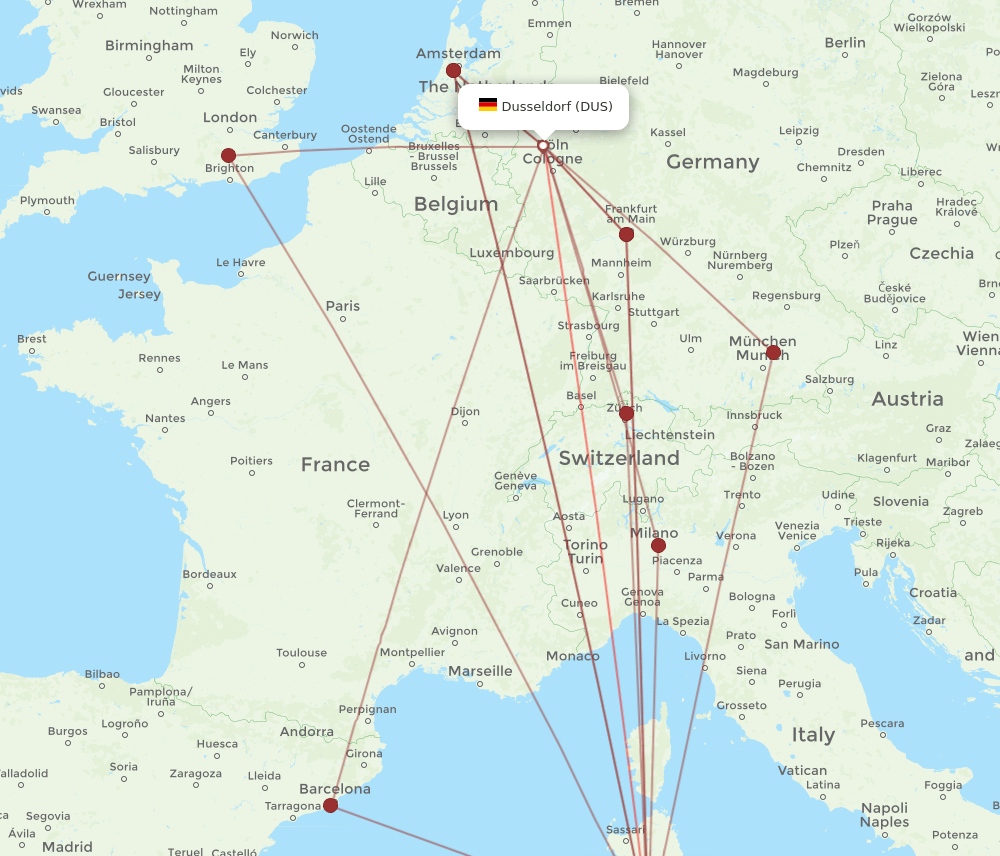 CAG-DUS flight routes