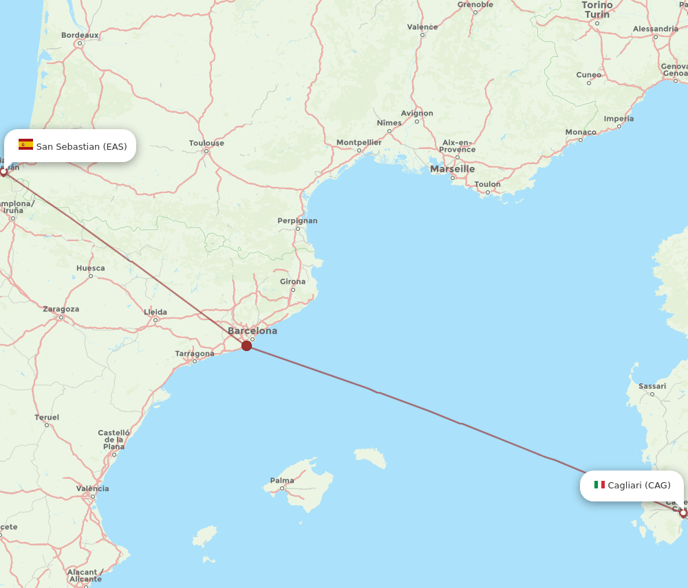 CAG to EAS flights and routes map