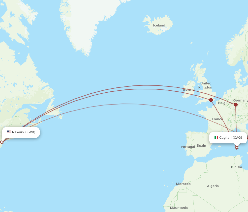 CAG-EWR flight routes