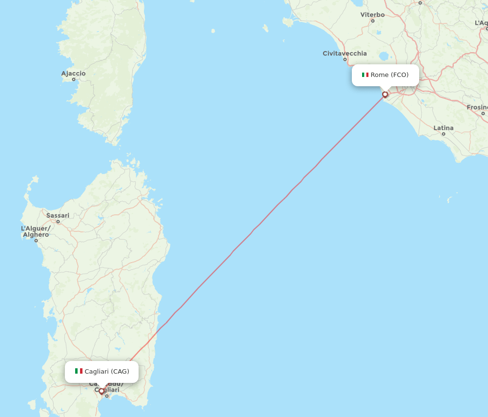 CAG to FCO flights and routes map