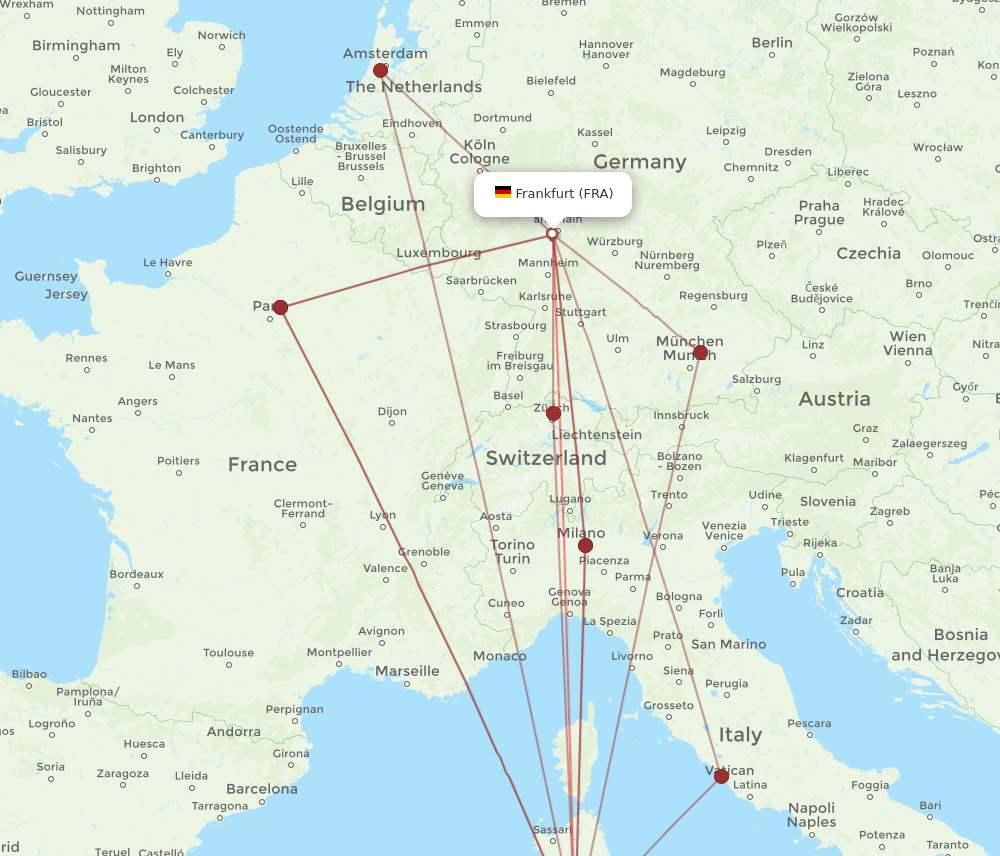 CAG-FRA flight routes