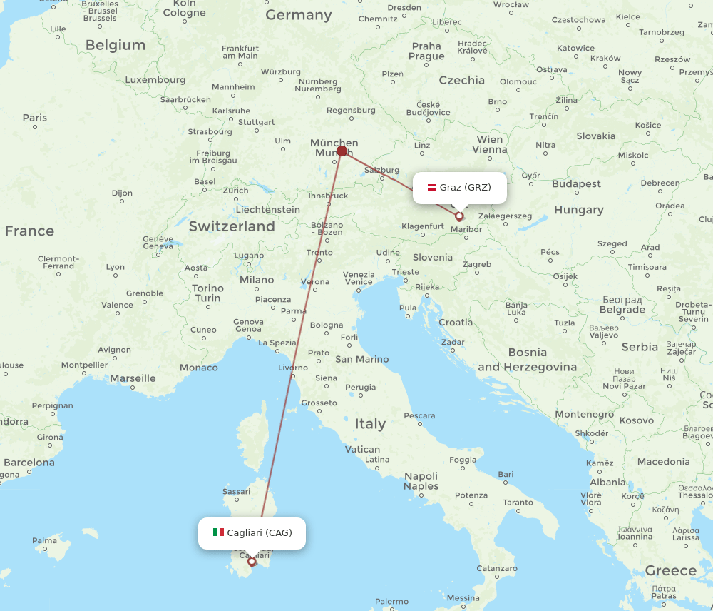 CAG-GRZ flight routes