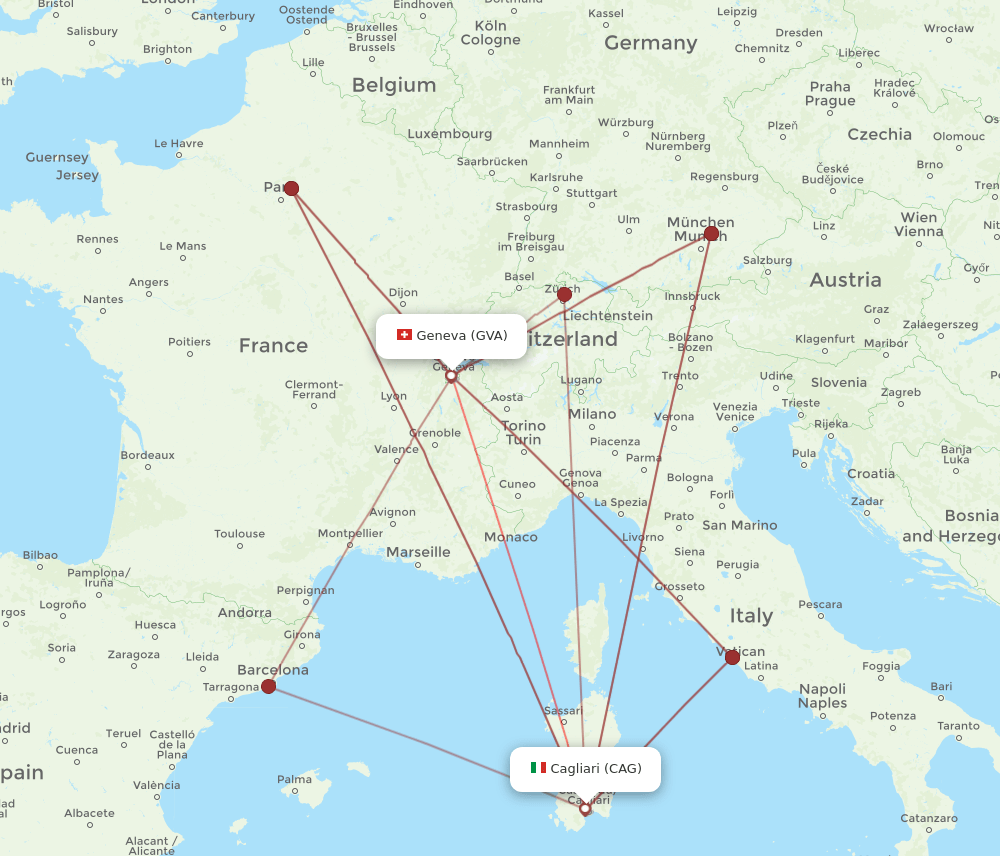 CAG-GVA flight routes
