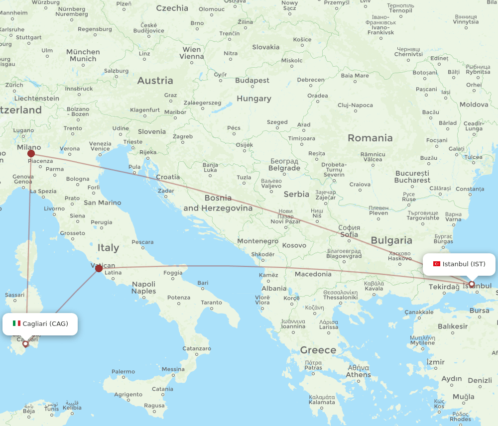CAG-IST flight routes